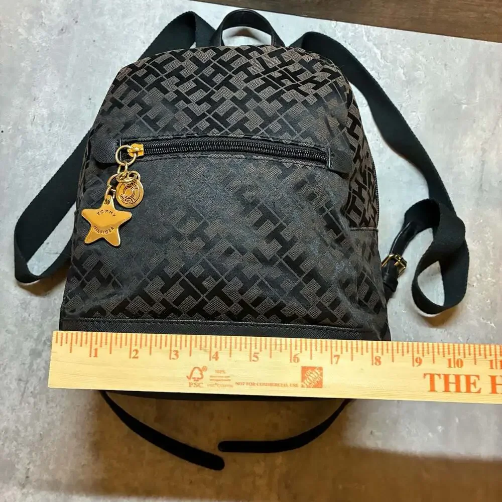 Tommy Hilfiger Charming Tommy Black Nylon Quilted Mini Backpack Gold Hardware